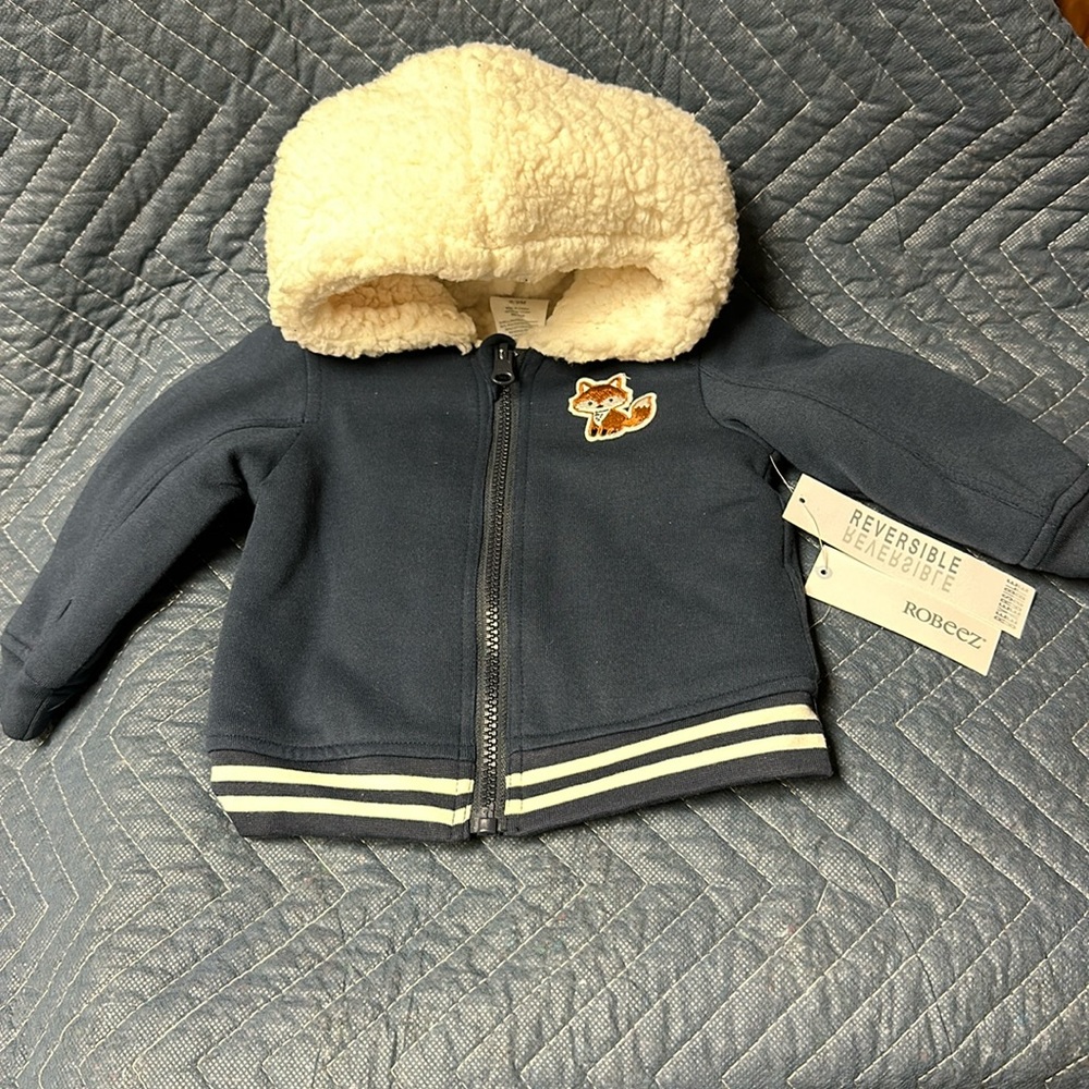 Robeez Sherpa Coat Navy Blue Baby Fox 🦊 Patch